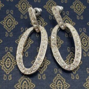 Monet Silver Tone Rhinestone Earrings Stud Elegant Bling Wedding